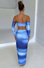 Top Brynn - estampado difuminado azul