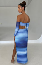 Top Brynn - estampado difuminado azul