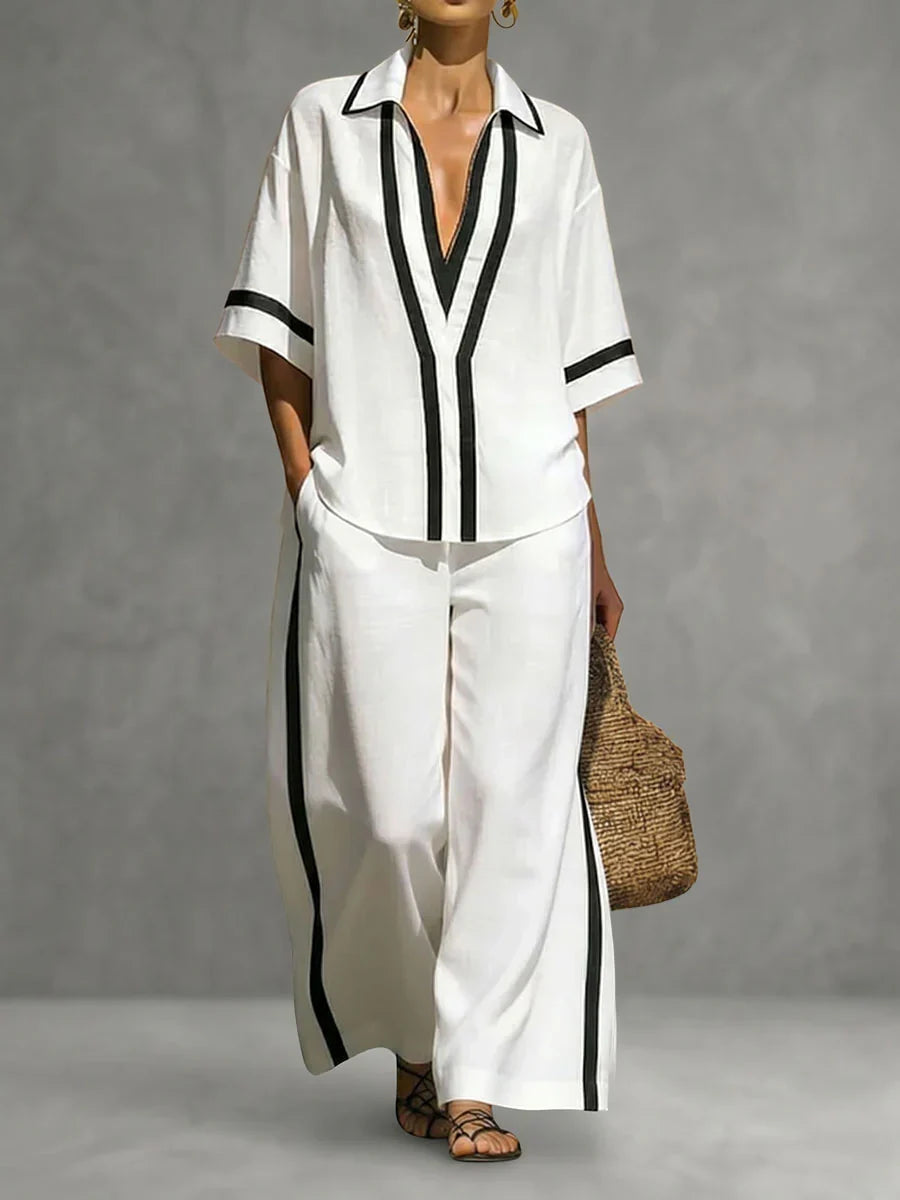 Conjunto Casual de Dos Piezas para Mujer con Diseño Moderno Colour-Block