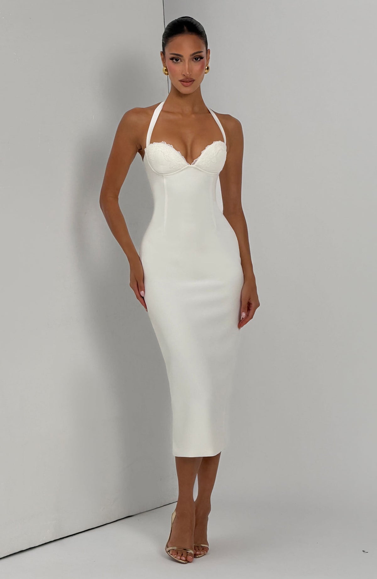 Vestido midi Cassia - marfil