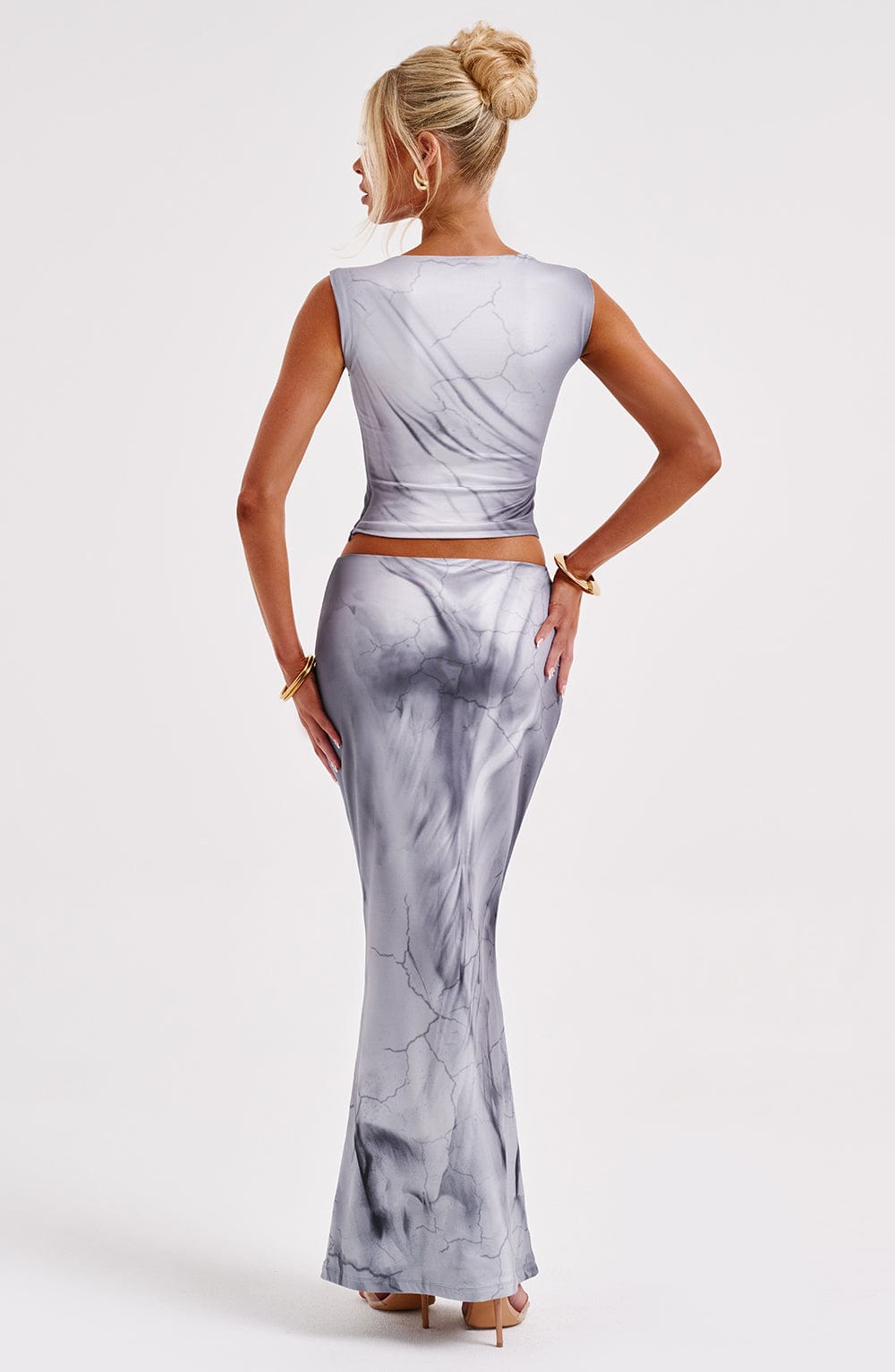 Top Charmayne - estampado de siluetas en gris