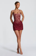 Vestido corto Cornelia - encaje burdeos