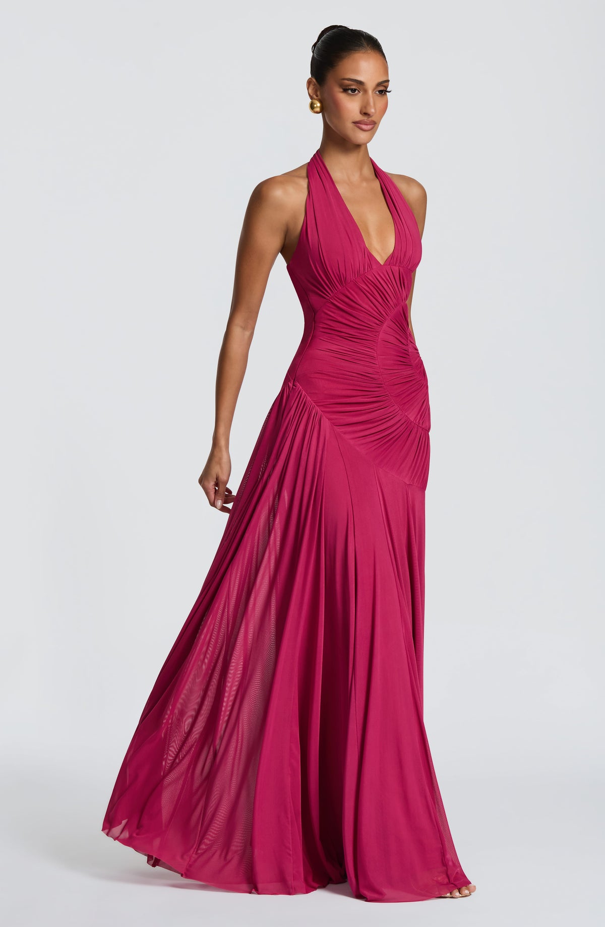 Vestido largo Cova - frambuesa