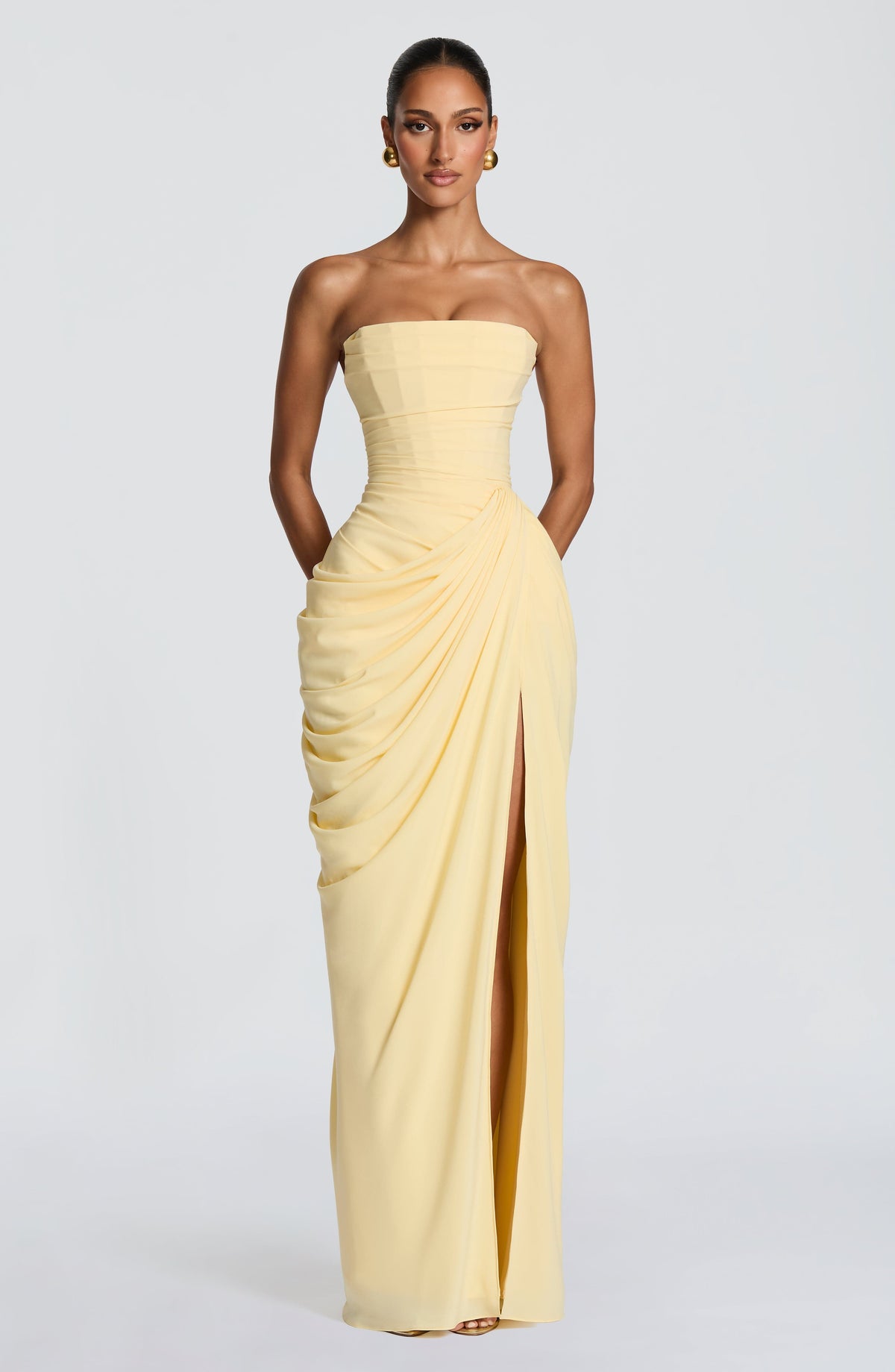 Vestido largo Cyra - amarillo limón