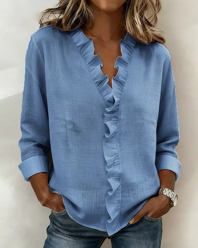Maria · Blusa con Cuello de Volantes