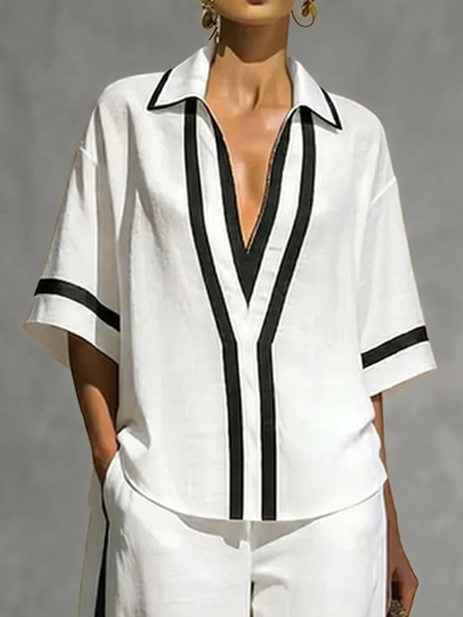 Conjunto Casual de Dos Piezas para Mujer con Diseño Moderno Colour-Block