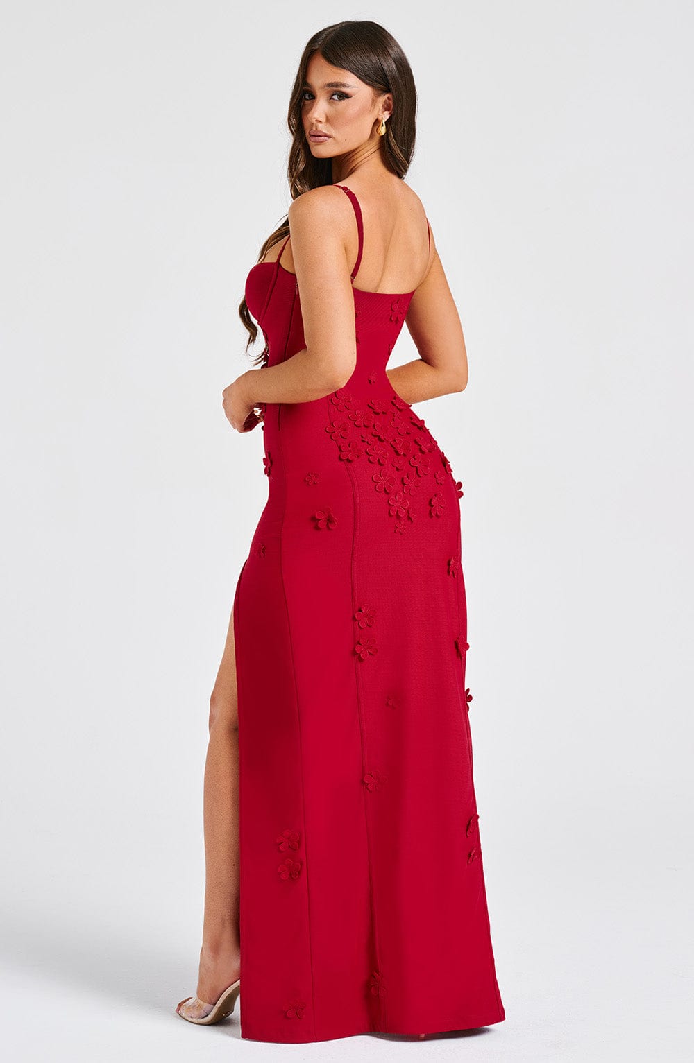 Vestido largo Dalary - rojo con forro