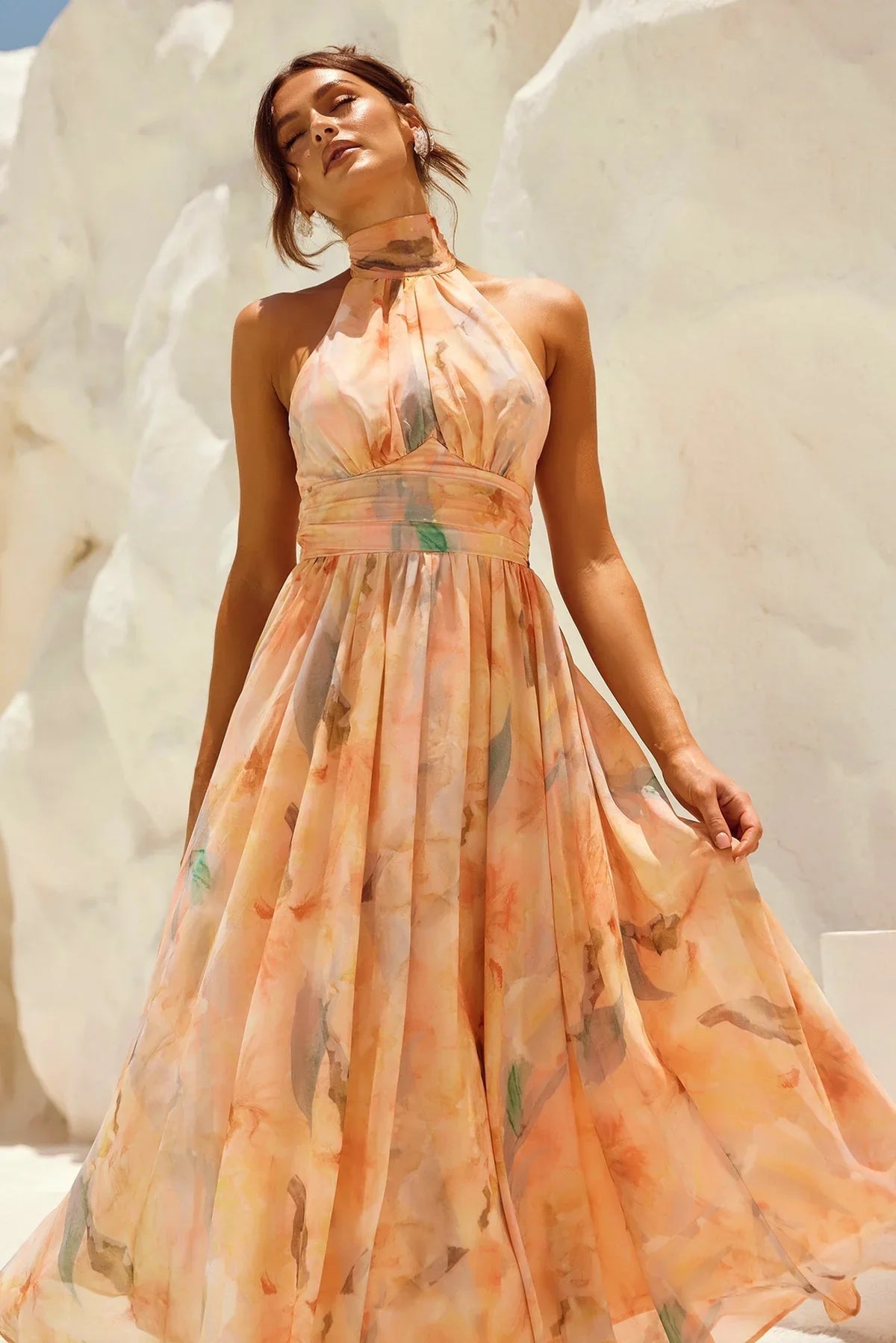 Esther™ | Vestido de Cuello Halter con Estampado en Acuarela