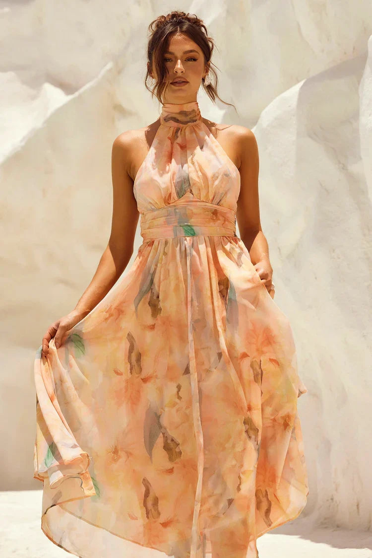 Esther™ | Vestido de Cuello Halter con Estampado en Acuarela