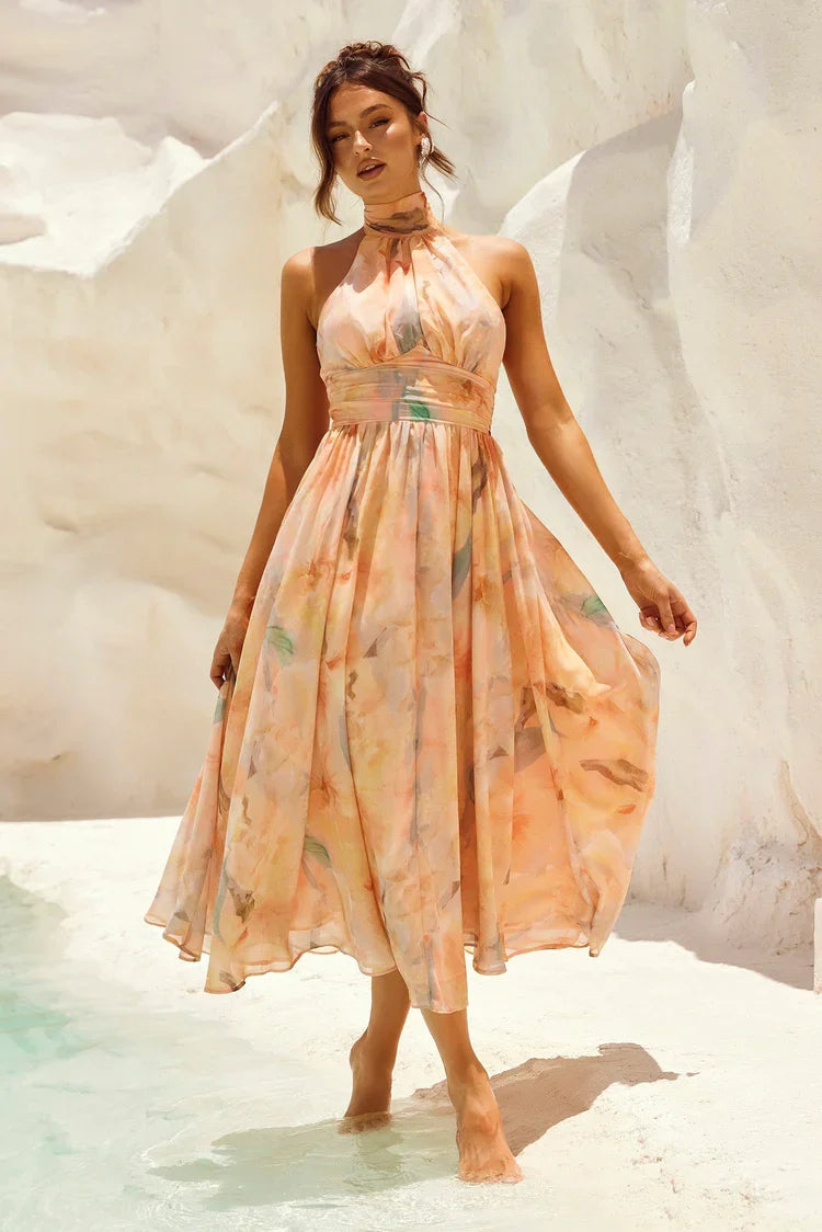 Esther™ | Vestido de Cuello Halter con Estampado en Acuarela