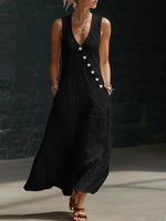 Vestido Maxi Minimalista con Botones para Mujer – Estilo Elegante y Fluido