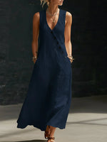 Vestido Maxi Minimalista con Botones para Mujer – Estilo Elegante y Fluido