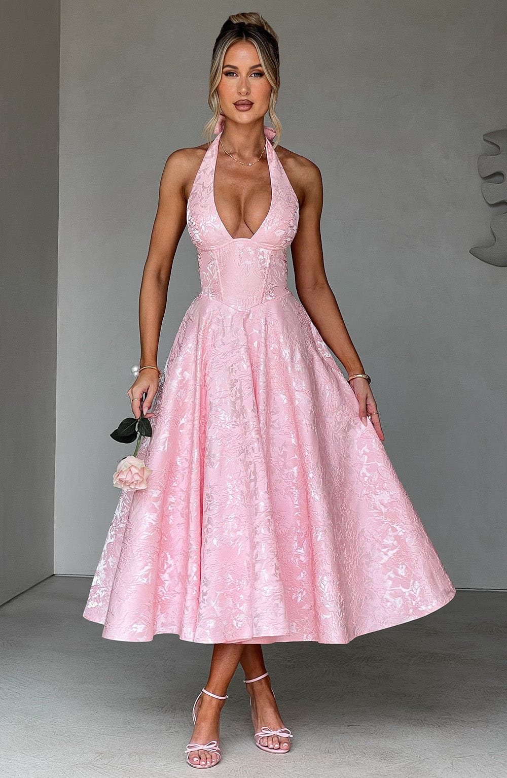 Vestido midi Effie - rosa empolvado