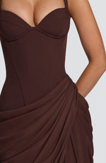 Vestido largo Elara - marrón ciruela