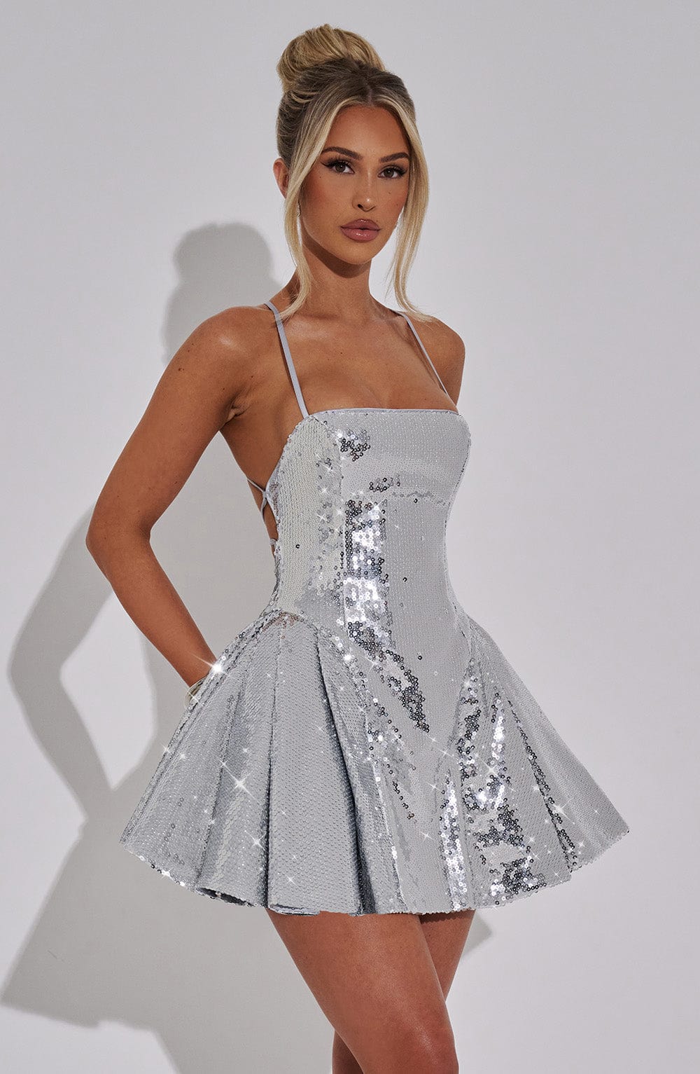 Vestido corto Electra - plateado