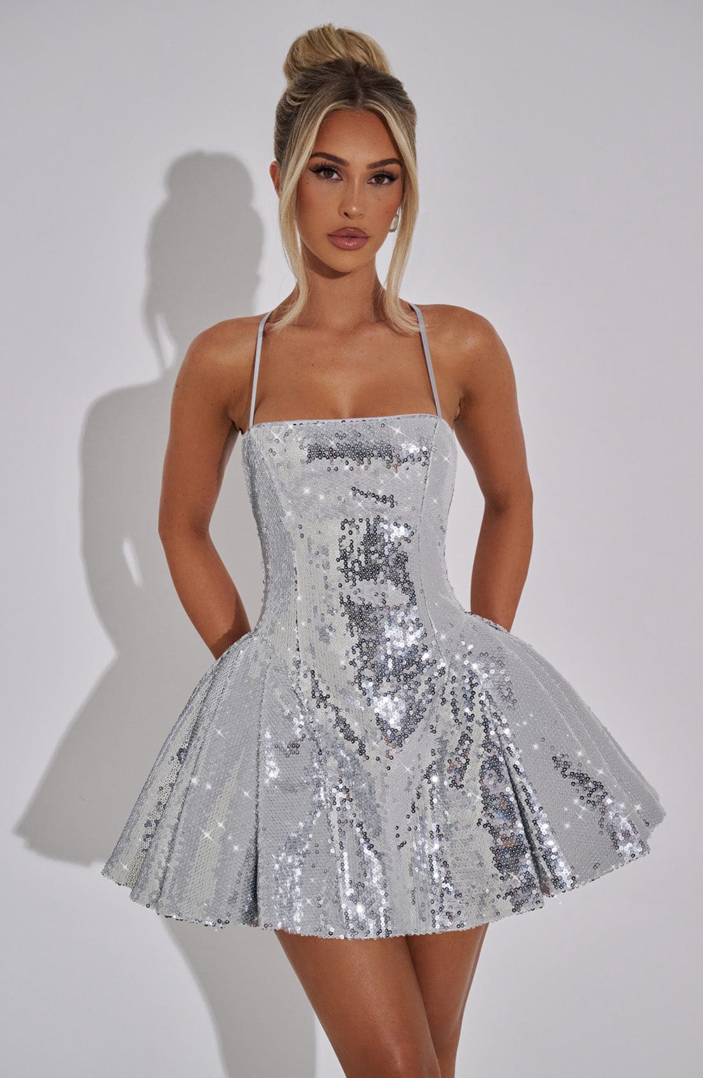 Vestido corto Electra - plateado