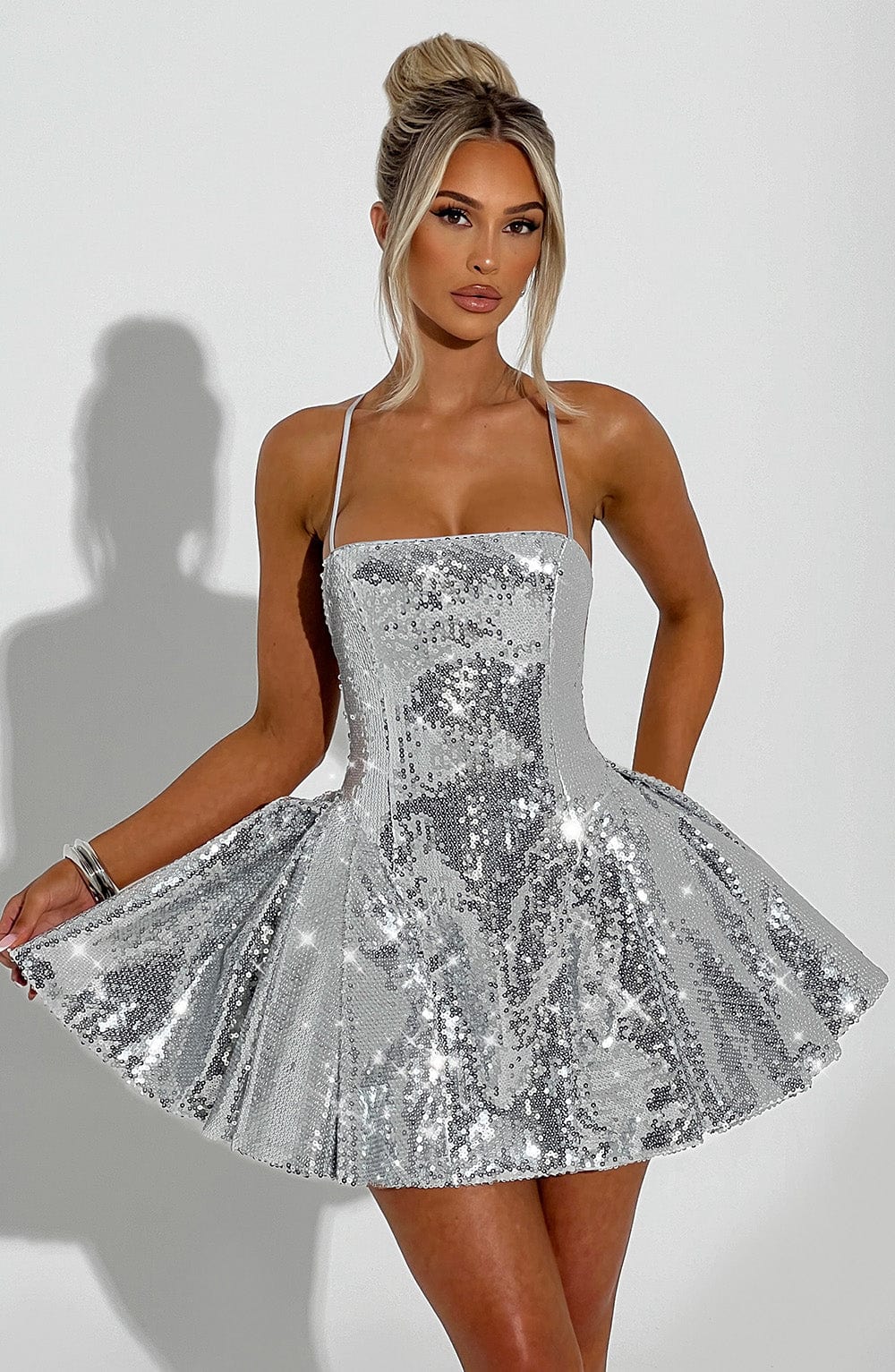 Vestido corto Electra - plateado