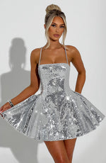Vestido corto Electra - plateado