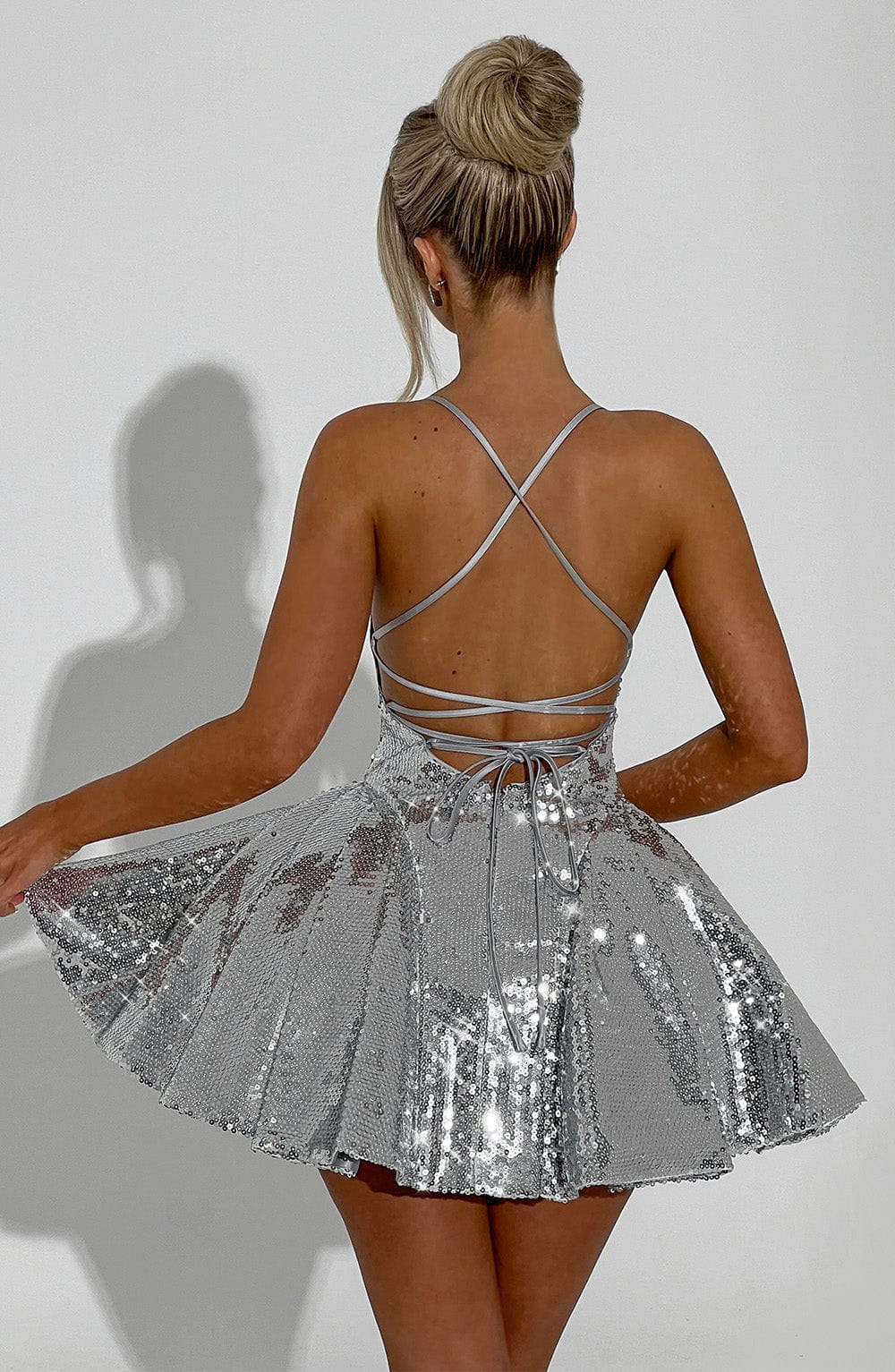 Vestido corto Electra - plateado