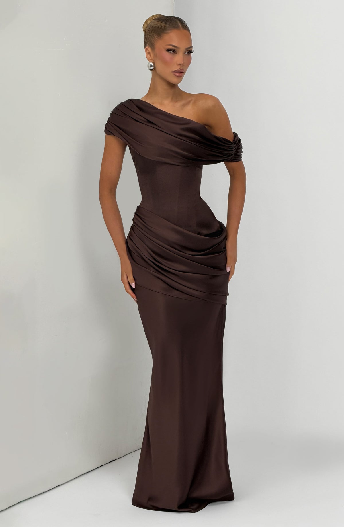 Vestido largo Ella - marrón ciruela