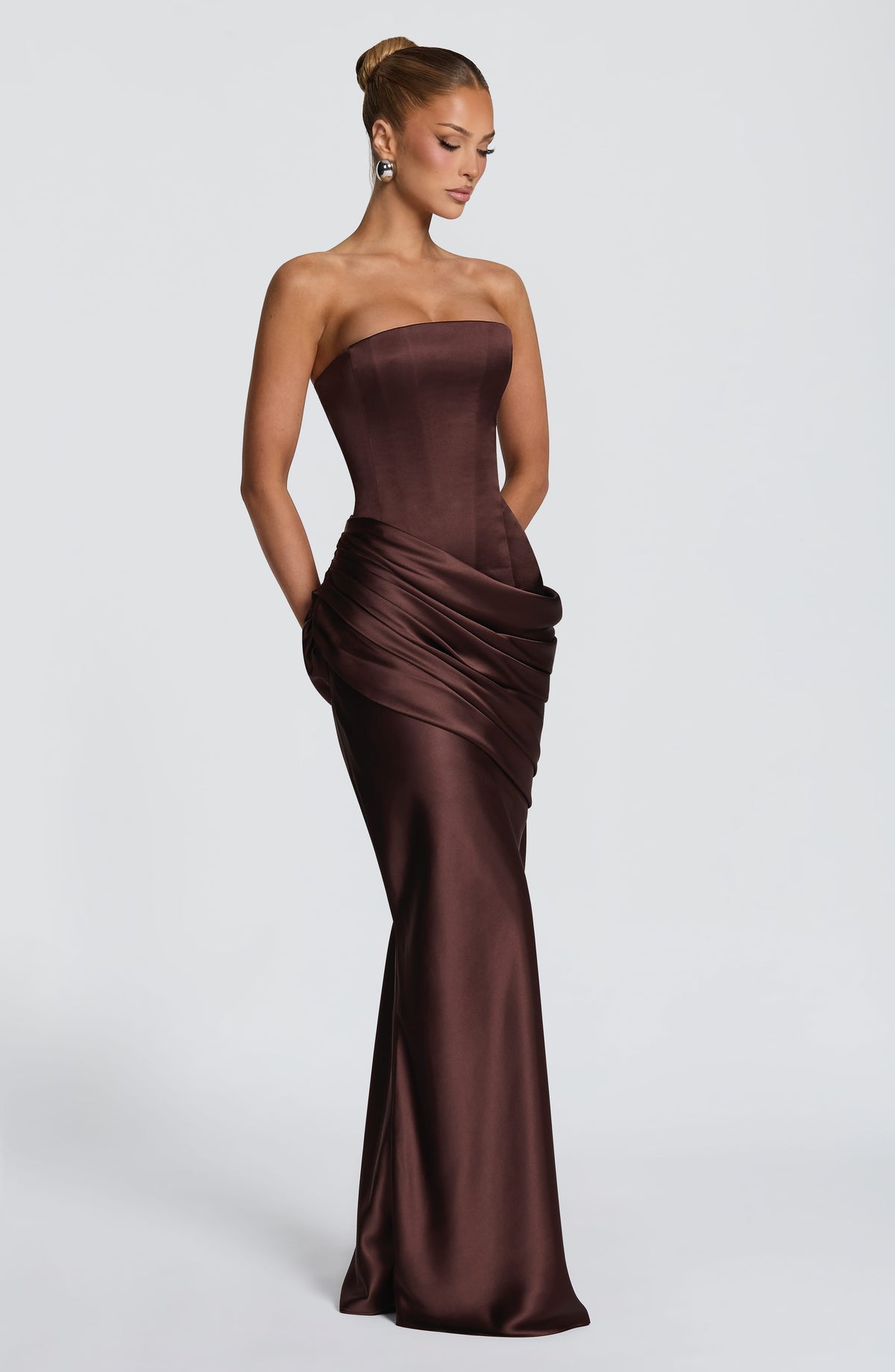 Vestido largo Ella - marrón ciruela