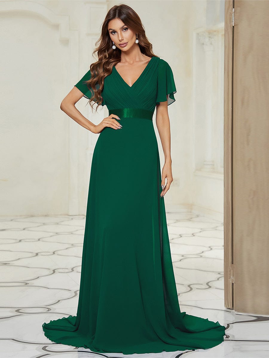 MÓNICA | Vestido Largo de Dama de Honor con Cintura Imperio y Mangas de Volante