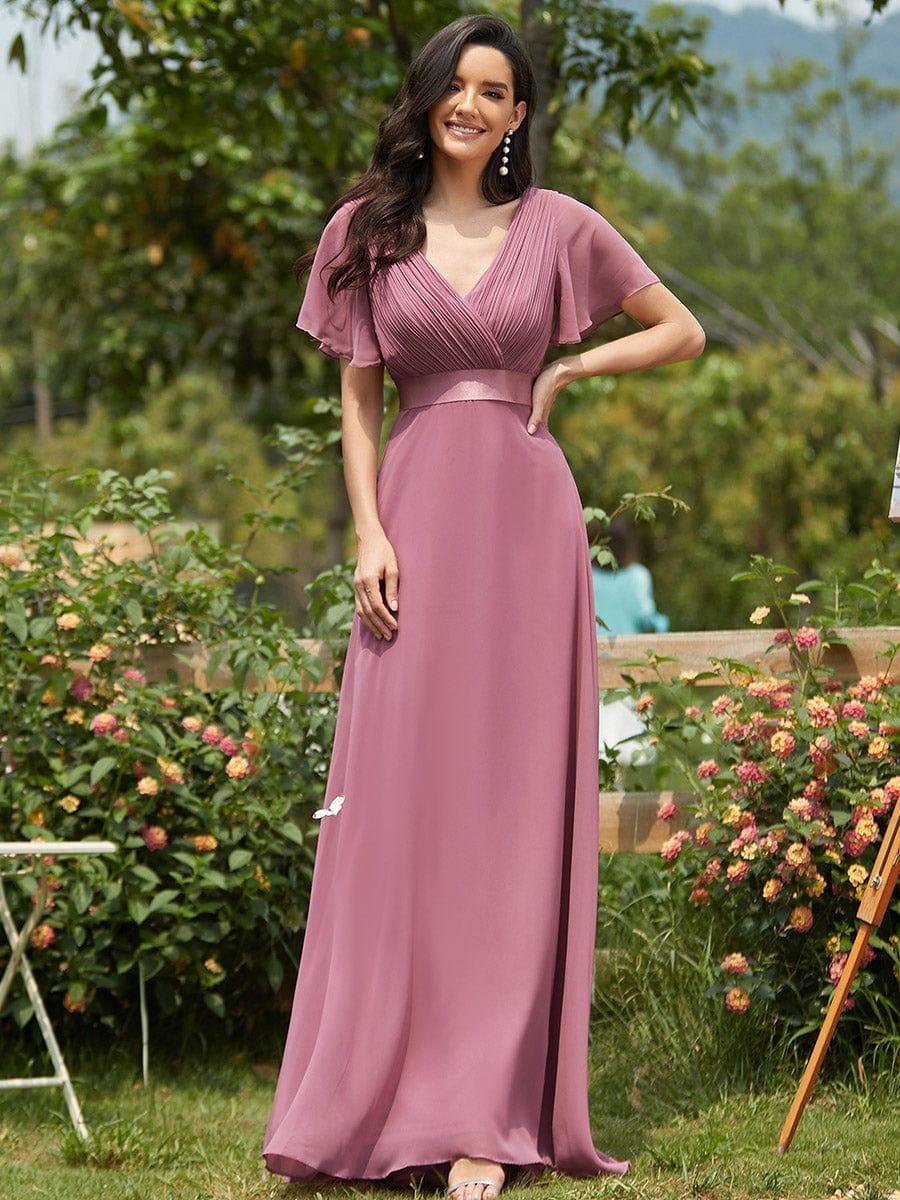 MÓNICA | Vestido Largo de Dama de Honor con Cintura Imperio y Mangas de Volante