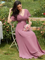 MÓNICA | Vestido Largo de Dama de Honor con Cintura Imperio y Mangas de Volante