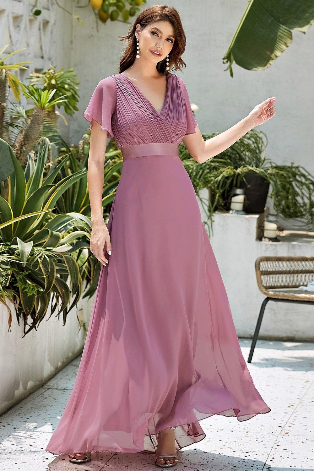 MÓNICA | Vestido Largo de Dama de Honor con Cintura Imperio y Mangas de Volante