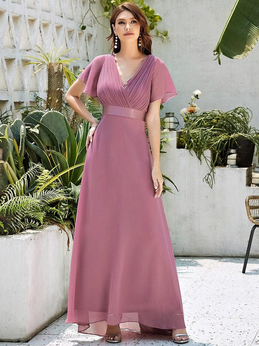 MÓNICA | Vestido Largo de Dama de Honor con Cintura Imperio y Mangas de Volante