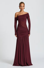 Vestido largo Ettalie - rojo cereza lacado