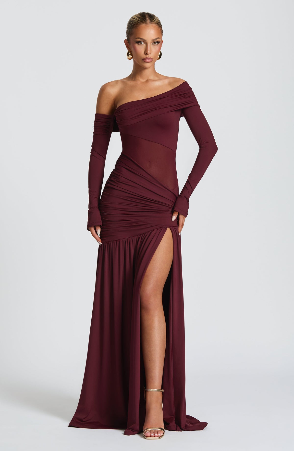Vestido largo Ettalie - rojo cereza lacado