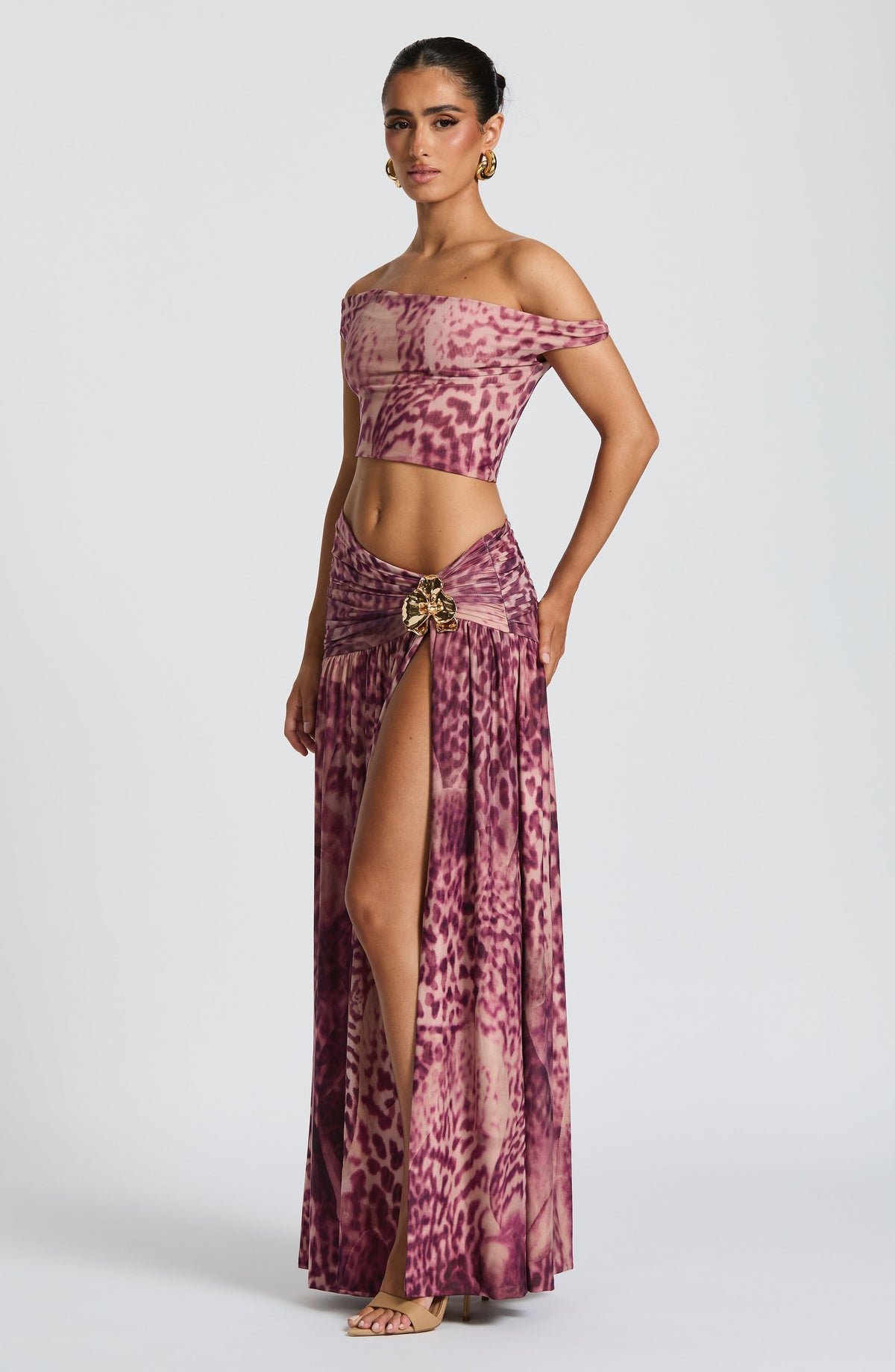 Top Eva - estampado de orquídeas magenta