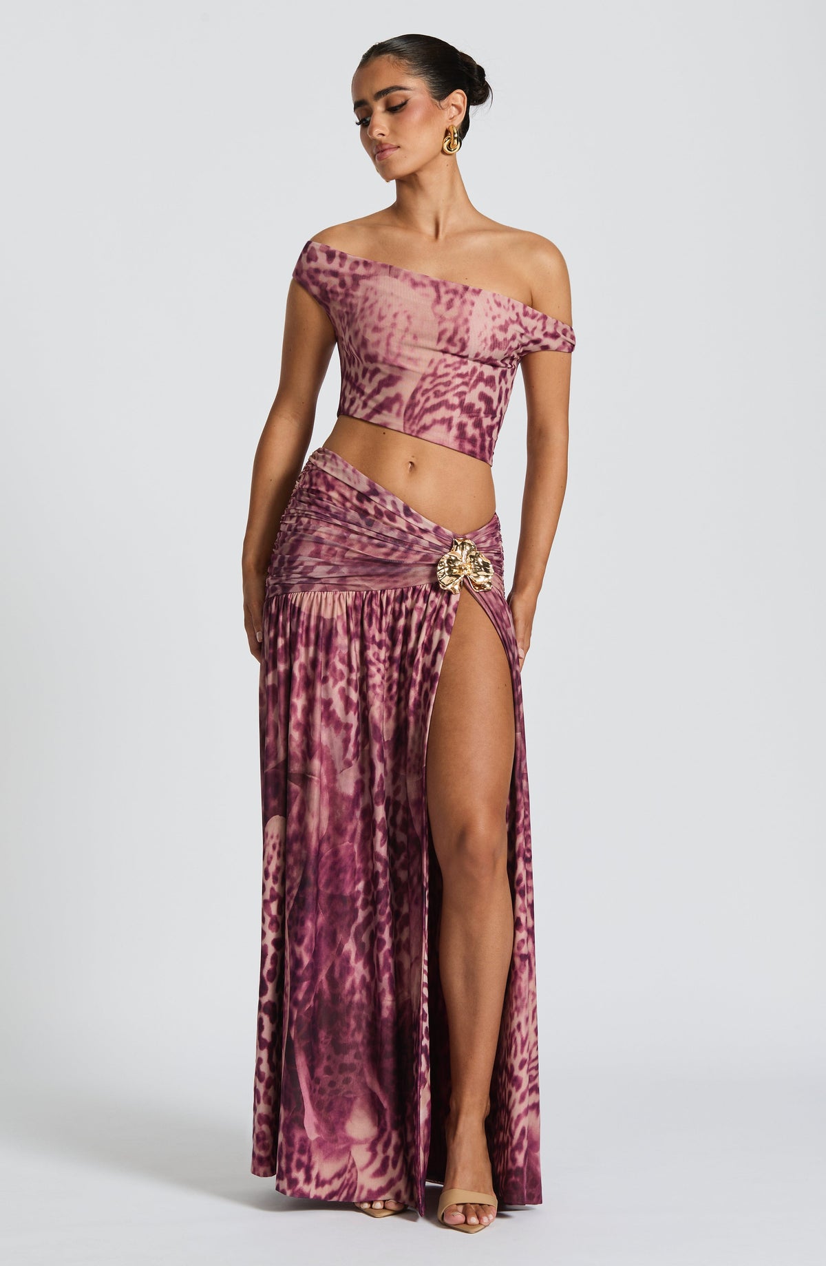Top Eva - estampado de orquídeas magenta