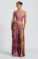 Top Eva - estampado de orquídeas magenta