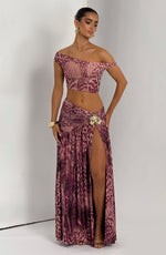 Top Eva - estampado de orquídeas magenta