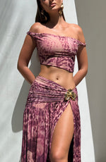 Top Eva - estampado de orquídeas magenta