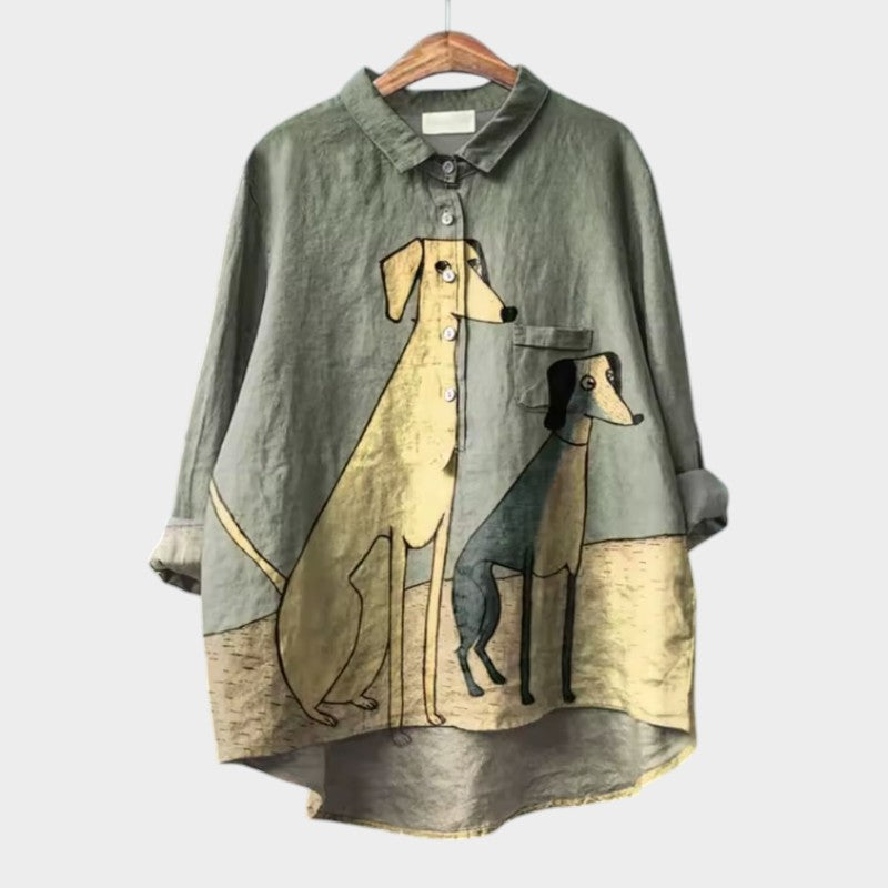 Pamela — Blusa de Lino Oversize Estampada