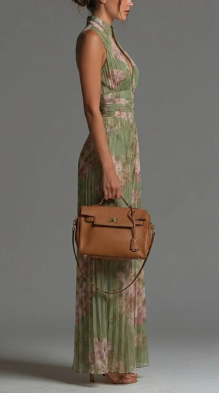 Inés | Mono de Chifón Floral Plisado