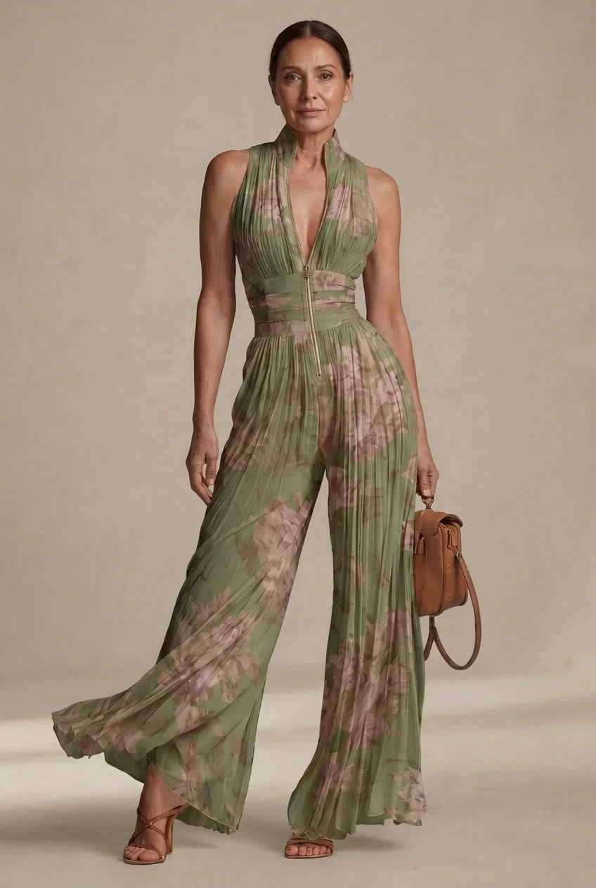 Inés | Mono de Chifón Floral Plisado