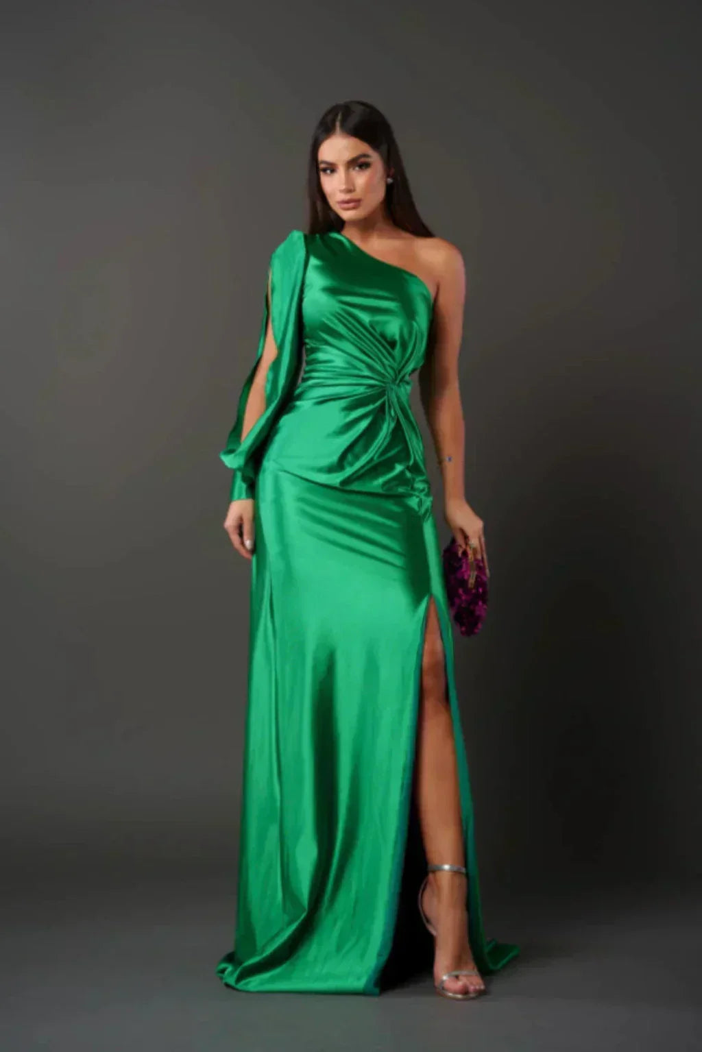 Camila | Vestido Satinado de una Manga