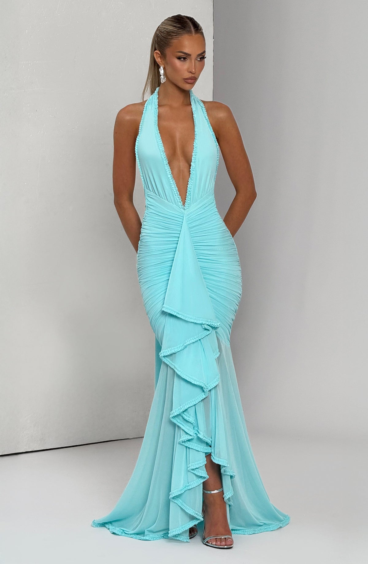 Vestido largo Janessa - aguamarina