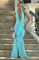 Vestido largo Janessa - aguamarina
