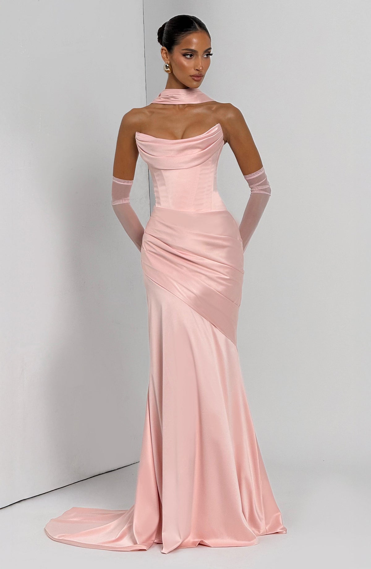 Vestido largo Kensington - rosa empolvado