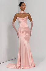 Vestido largo Kensington - rosa empolvado