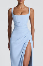 Vestido largo Laleh - azul glaciar