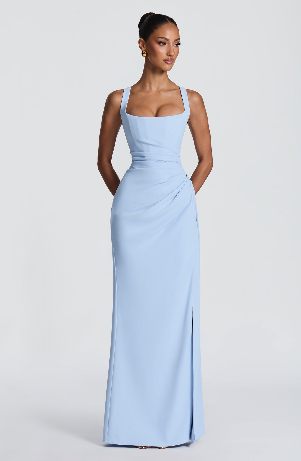 Vestido largo Laleh - azul glaciar