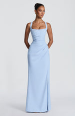Vestido largo Laleh - azul glaciar