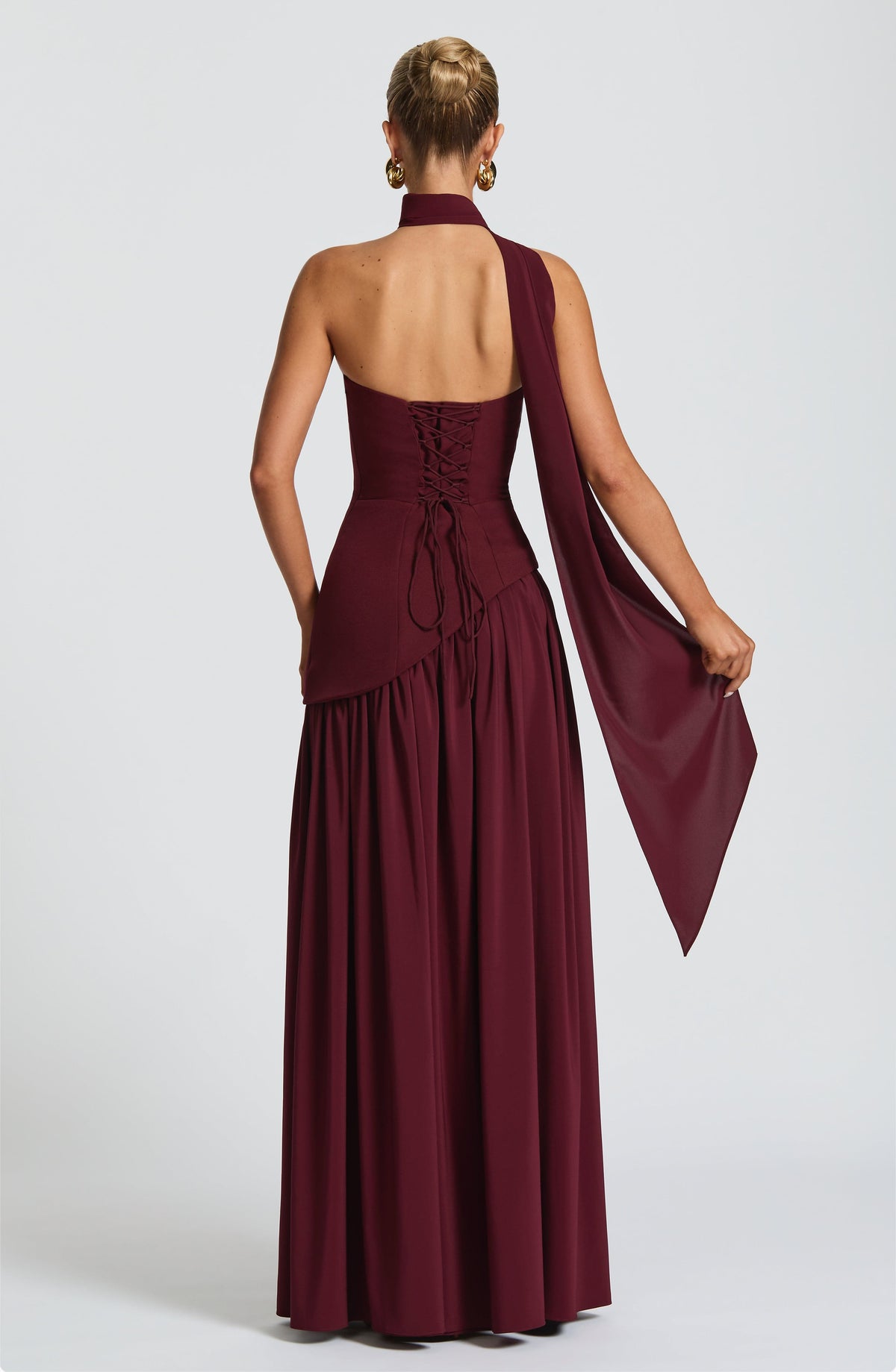 Vestido largo Maliyah - rojo cereza lacado