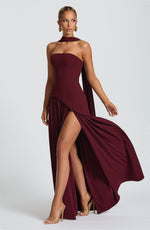 Vestido largo Maliyah - rojo cereza lacado